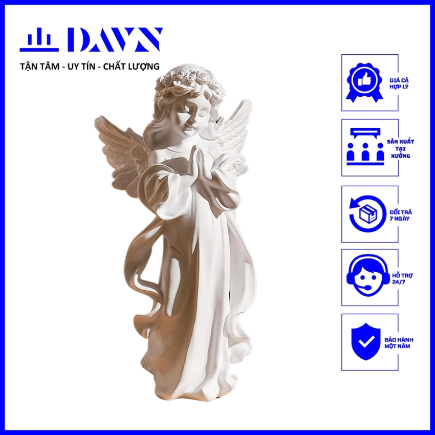 Tượng điêu khắc thiên thần với đôi cánh màu trắng DA651 phong cách Bắc Âu chế tác từ Resin cao cấp, dùng trang trí nhà cửa, quán cà phê trà sữa...làm quà tặng...làm cho cuộc sống mang nhiều màu sắc và thú vị hơn,