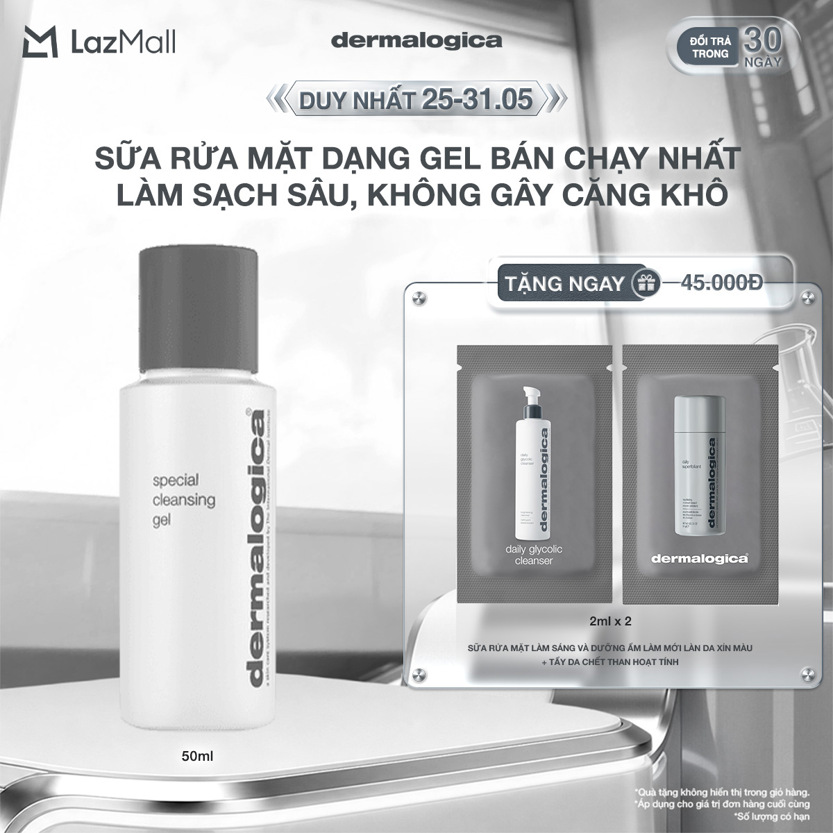 Sữa rửa mặt Dermalogica Special Cleansing Gel Travel size 50ml lành tính không chứa xà phòng
