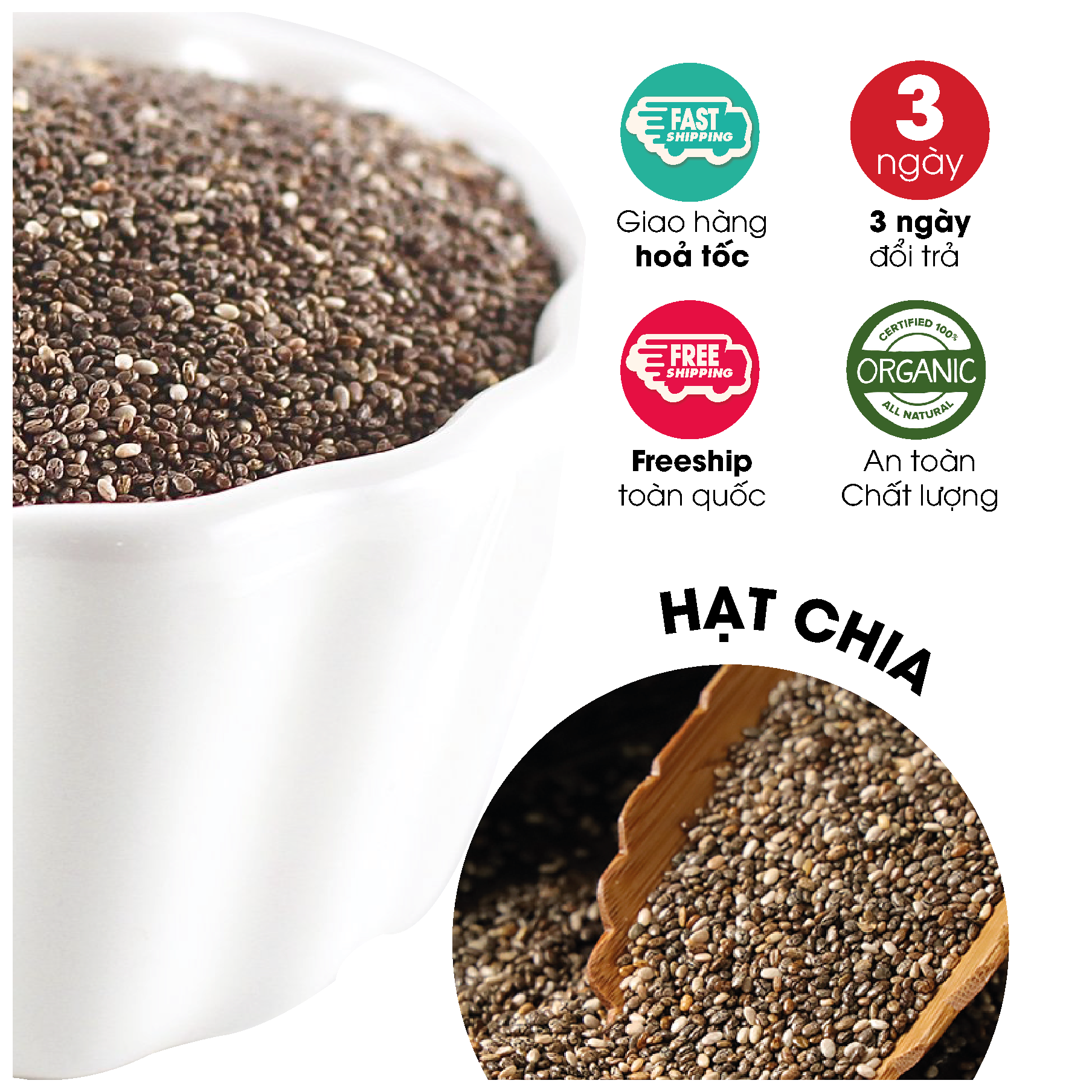 Hạt Chia Seed Úc sấy nguyên vị ăn vặt mẹ bầu/ ăn vặt ăn kiêng/ ăn vặt healthy lành mạnh/ ăn vặt giảm cân