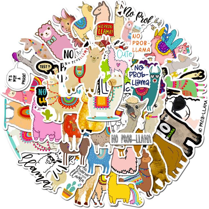 [HCM]Bộ Sticker LLAMA DỄ THƯƠNG decal hình dán chống nước trang trí xe laptop nón bảo hiểm vali #117