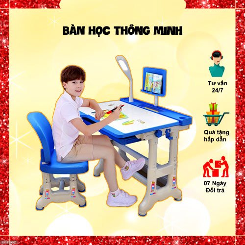 {QUÀ TẶNG CHO BÉ} Bàn Học Sinh Đa Năng Thông Minh, Bàn Học Phù Hợp Bé 3 - 15 Tuổi Điều Chỉnh Được Cao Thấp, Độ Nghiêng Của Mặt Bàn, Được Làm Từ Nhựa Cao Cấp... ( Màu Xanh, Màu Hồng ) - RoyalDecor