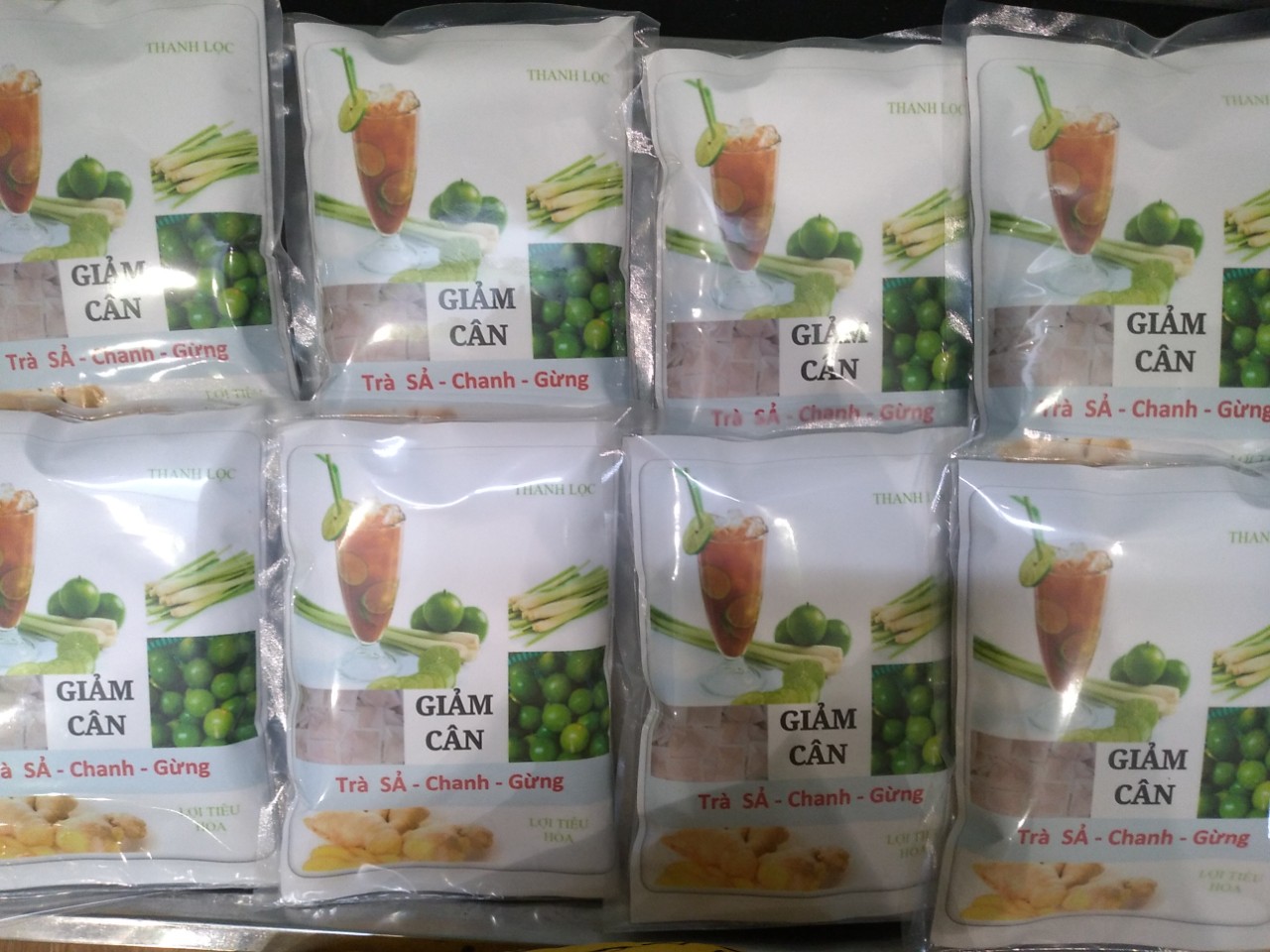 COMBO 5 Trà Sả Chanh Gừng, Giảm Cân , Giảm Mỡ Bụng Hiệu Quả, 1 bịch 50 túi lọc, Tra Dong Y Viet