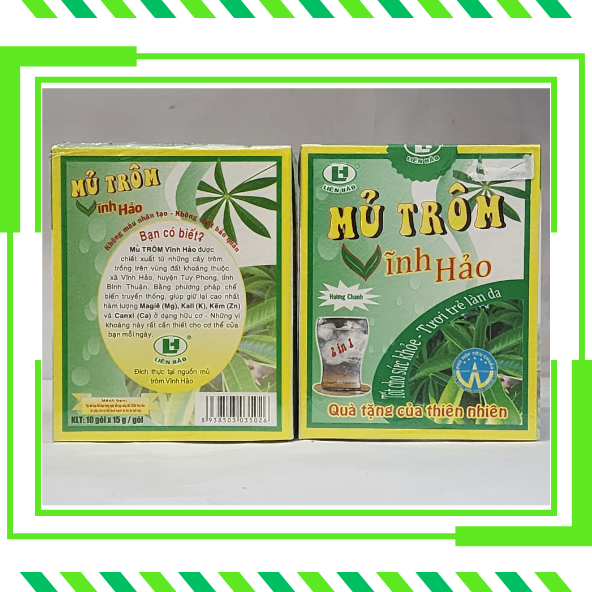 Mủ trôm vĩnh hảo dạng bột, hương chanh pha uống liền, hộp 10 gói x 15g/gói - cá cơm khô nha trang