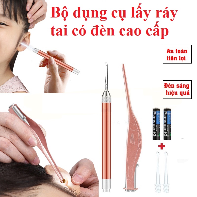 Lấy rái tai làm sao để lấy ráy tai khô - Bộ dụng cụ lấy ráy tai có đèn led siêu sáng cao cấp dành cho bé yêu - dụng cụ không thể thiếu cho mọi gia đình