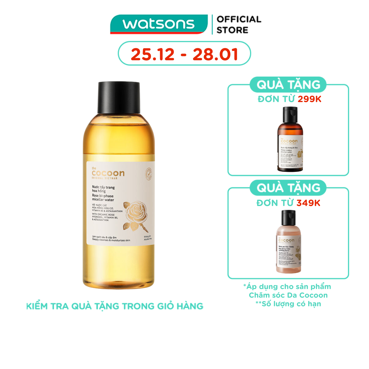   MUA LÀ CÓ QUÀ  Nước Tẩy Trang Cocoon Rose Hoa Hồng Làm Sạch Da Và Cấp Ẩm 310ml 