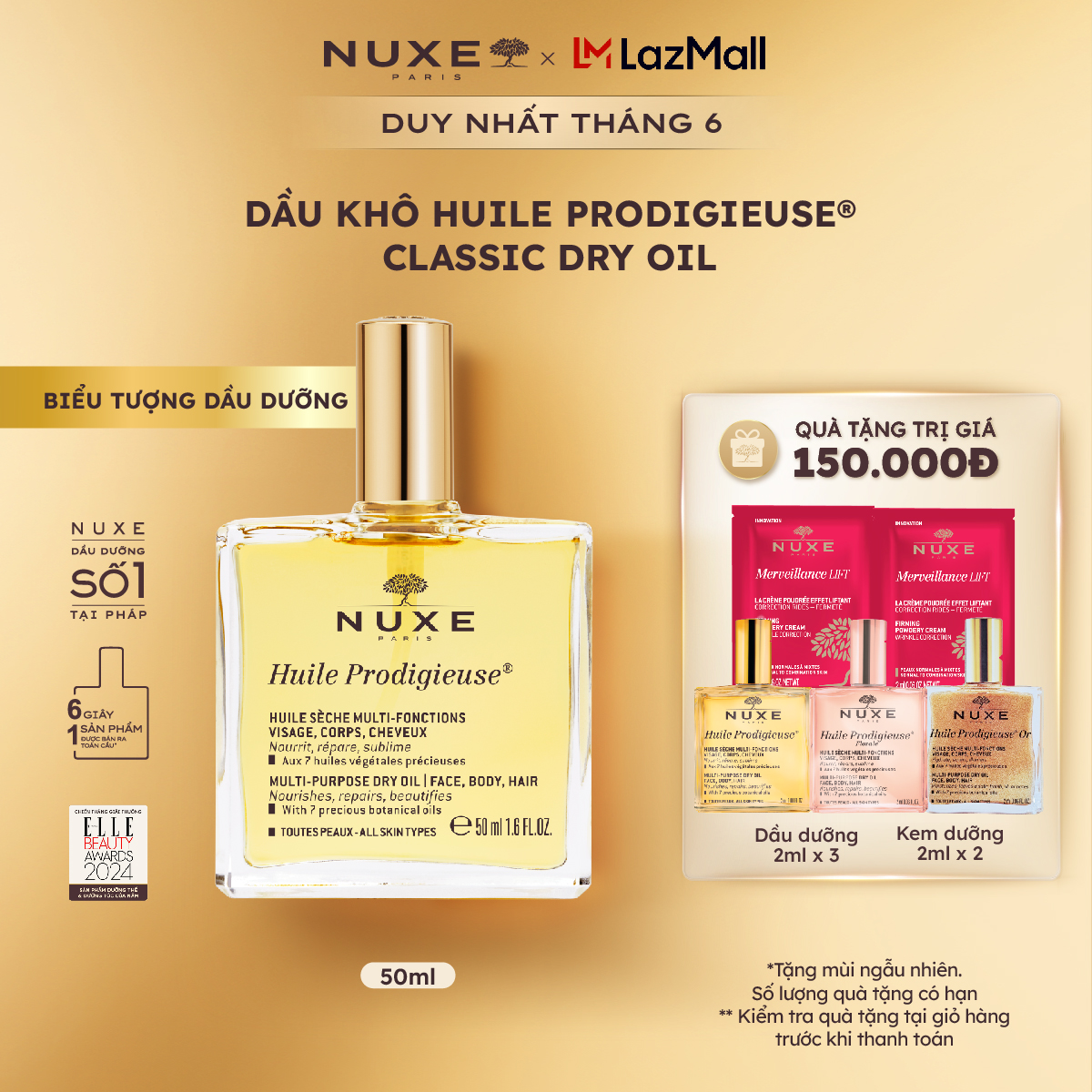 Dầu khô đa năng Nuxe Huile Prodigieuse® 50ml