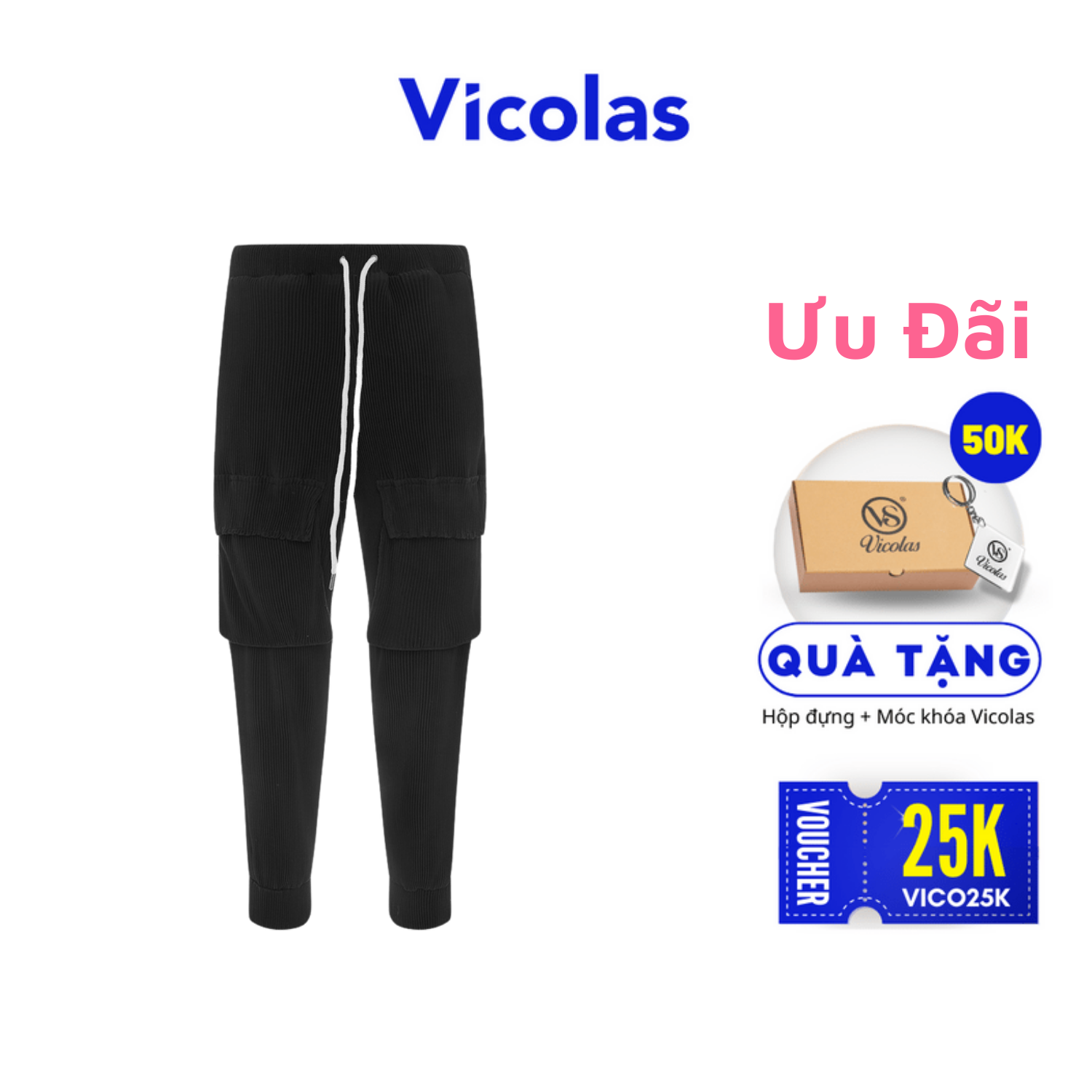 Quần jogger nam dập ly vicolas - vicolas jogger pant