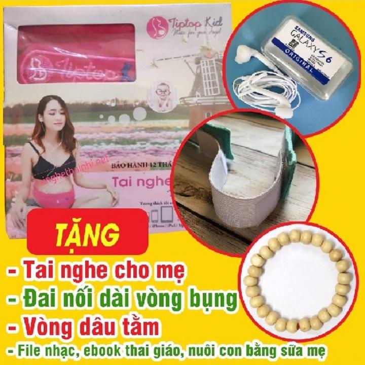 [HCM][KÈM LINK TẢI NHẠC+THAI GIÁO] Tai nghe thai nhi Tiptopkid TẶNG tai nghe cho mẹ dây nối dài vòng dâu tằm (tai nghe bà bầu)