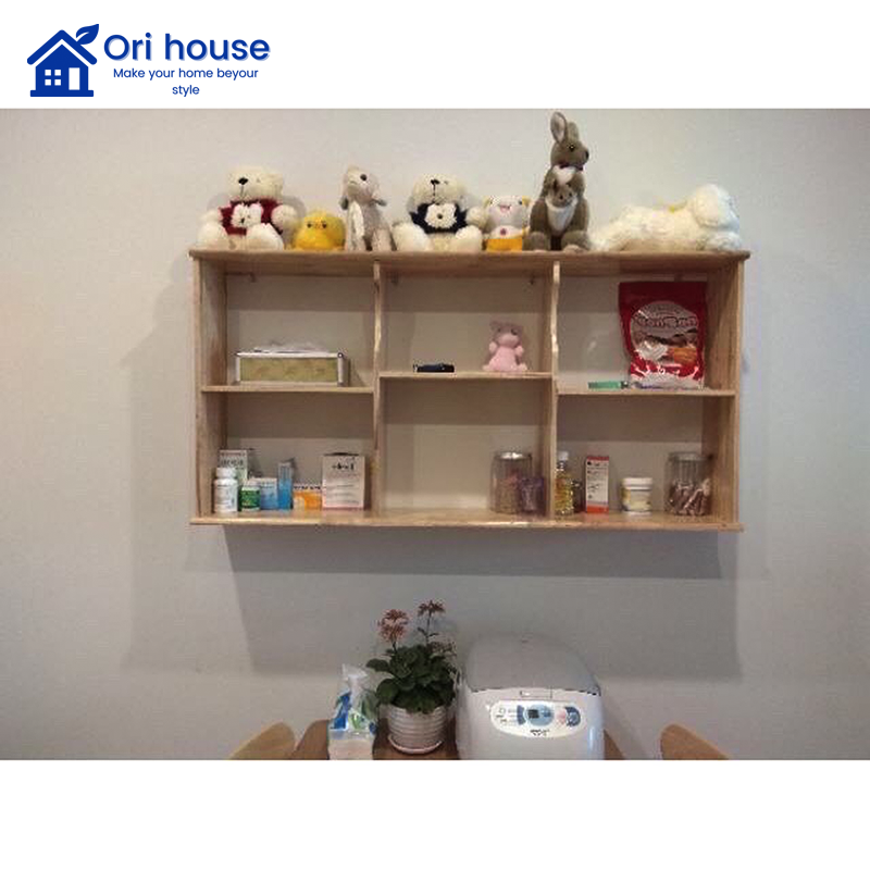 Kệ sách treo tường 120 cm gỗ cao su kiểu cũ - Ori House