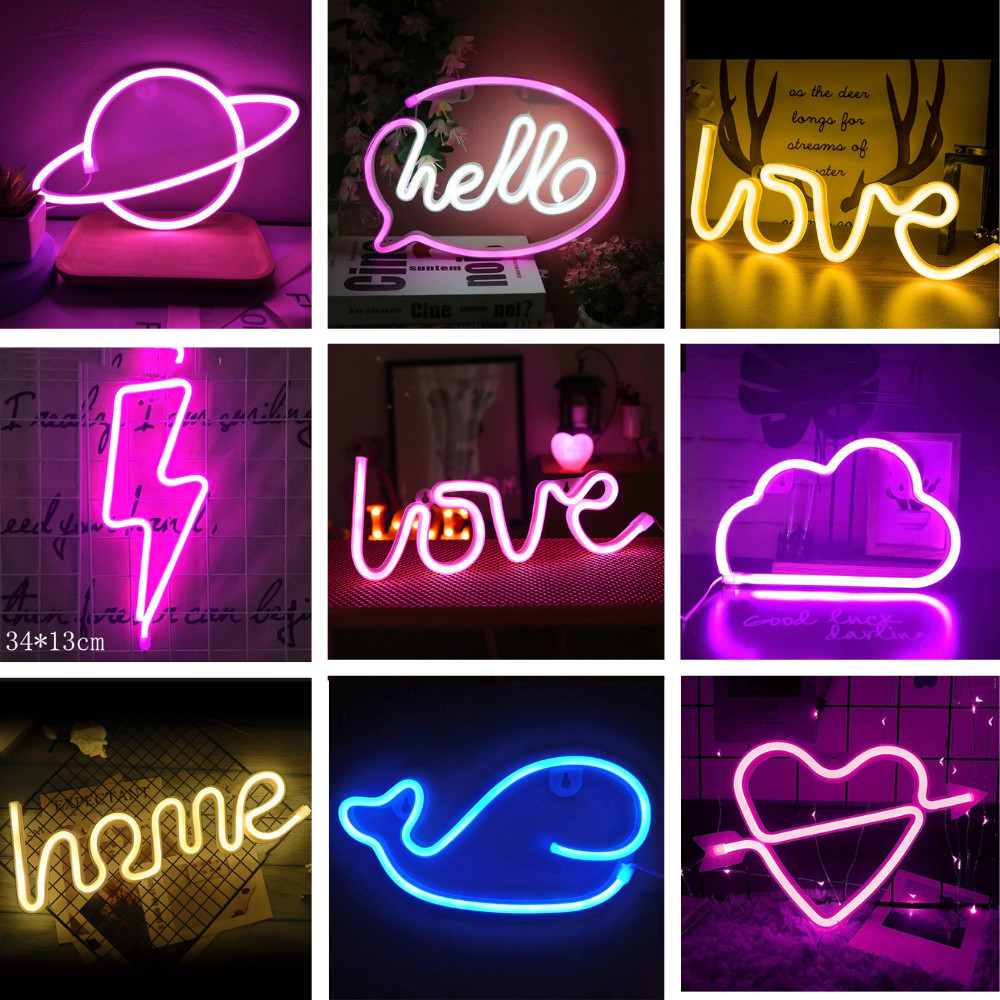 Đèn led neon treo tường, trang trí decor phòng ngủ