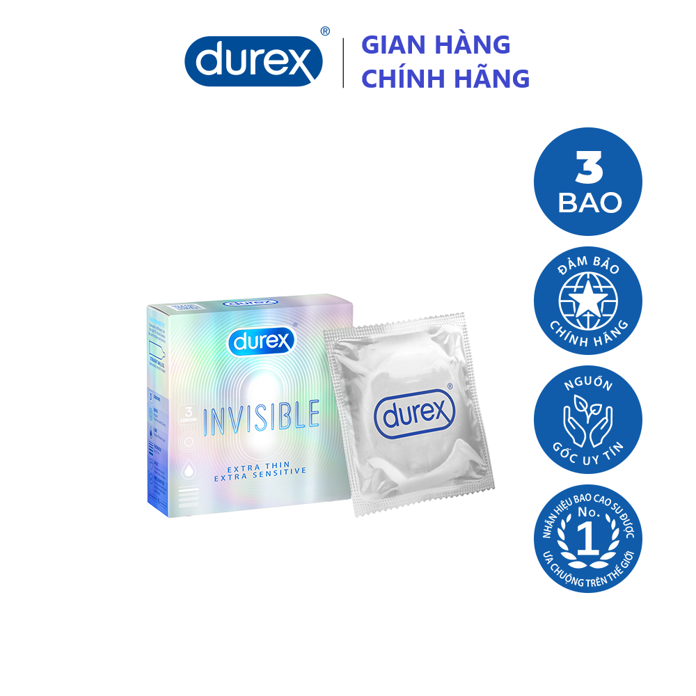 Bao cao su siêu mỏng Durex Invisible Extra Thin - Etra Sensitive 3 cái