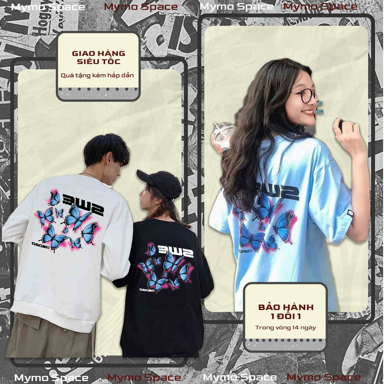 [FULLTAG CHÍNH HÃNG] Áo Thun S.w.e Bướm Butterfly - 100% COTTON [ Form UNISEX ]