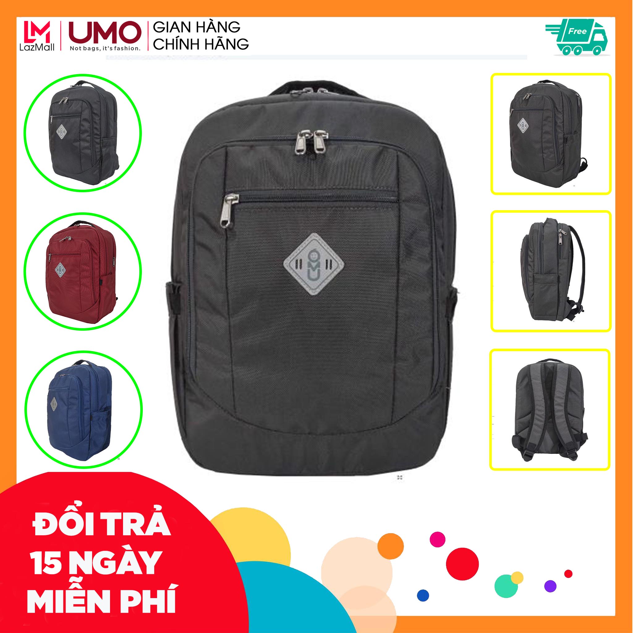 Balo laptop 13.3 inch umo focus s unisex backpack - balo laptop chống nước, nhẹ chỉ 600gr, balo nhiều ngăn, ngăn chống sốc laptop riêng biệt, khoá kéo ykk nhật bản, nhiều màu, bảo hành 12 năm
