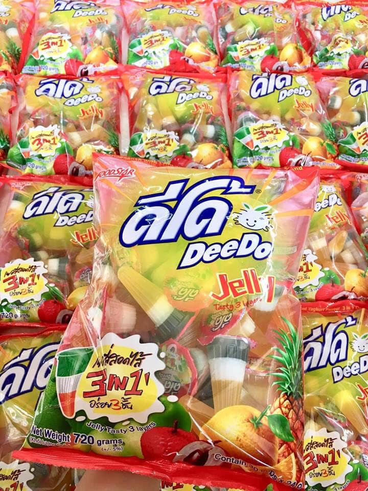 [Siêu Sale] [Rẻ vô địch] THẠCH TRÁI CÂY DEEDO THÁI LAN 3 LỚP TÚI 720GR