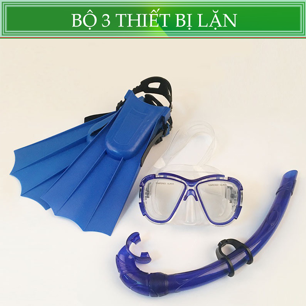 Dụng cụ lặn.Thiết bị lặn người lớn(chân vịt,kính,ống thở)nhẹ, bền với thiết kế vừa chân và lưỡi dài linh hoạt.