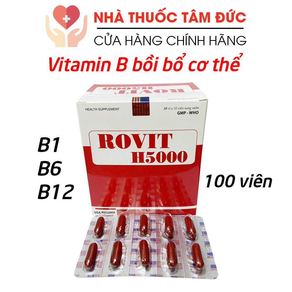 Rovit H5000 bổ sung vitamin B tổng hợp tăng cường sức khỏe , nâng cao sức đề kháng - Hộp 100 viên