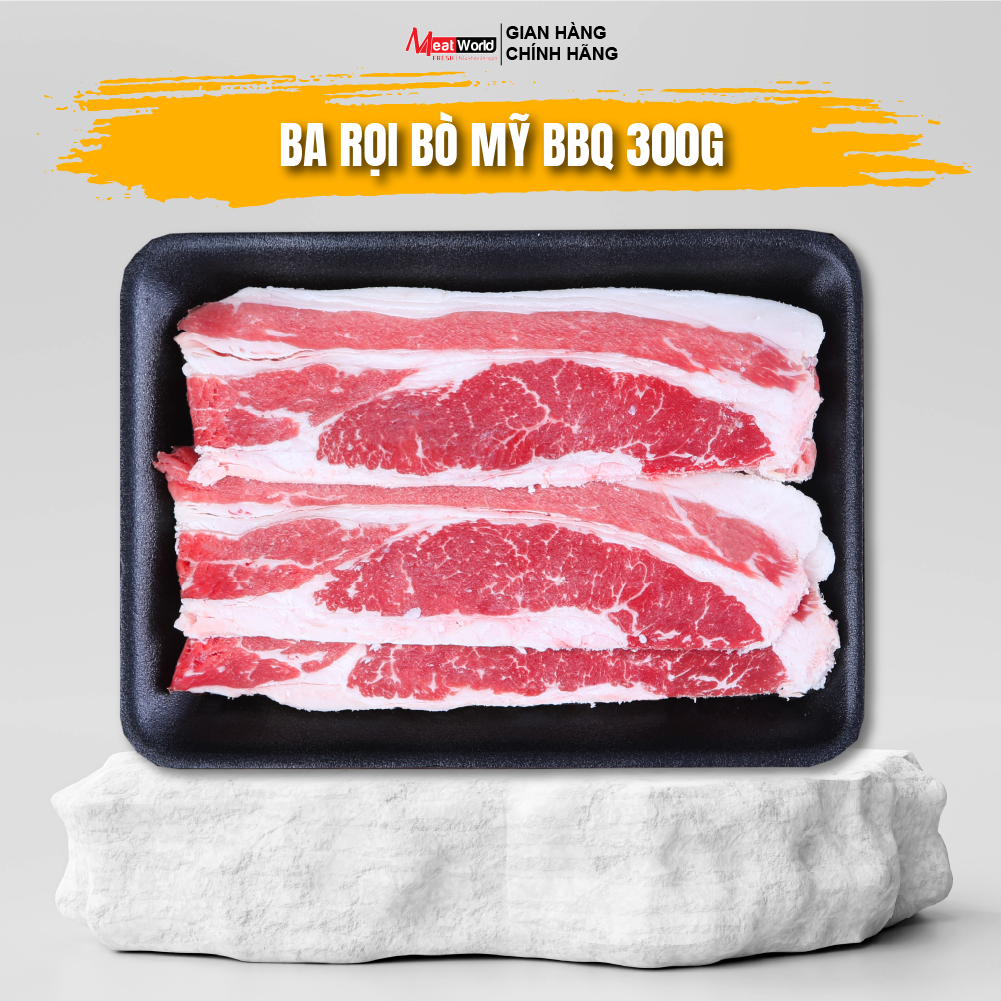 Thịt Ba Rọi Bò Mỹ BBQ Meat World 300g - Short Plate U.S Beef 8mm