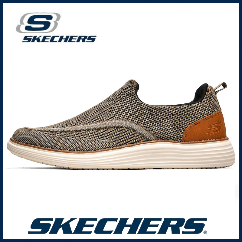 Skechers_Mới Nam Giày Thể Thao Xỏ Chân Tập Gym, Thường Ngày, Đi Học, Đi Làm Slip-Ins USA Street Wear Ingram Brackett Air-Cooled Memory Foam Goga Mat Arch, Heel Pillow, Relaxed Fit, Slip-Ins, Vegan - 210609-TPE