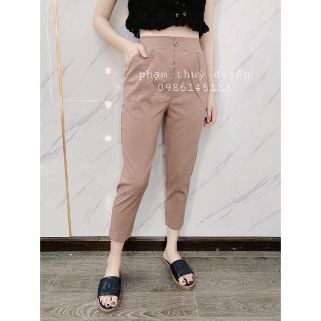 Quần đũi Baggy khuy cao cấp chất vải Đũi Xước Hàn Cao Cấp