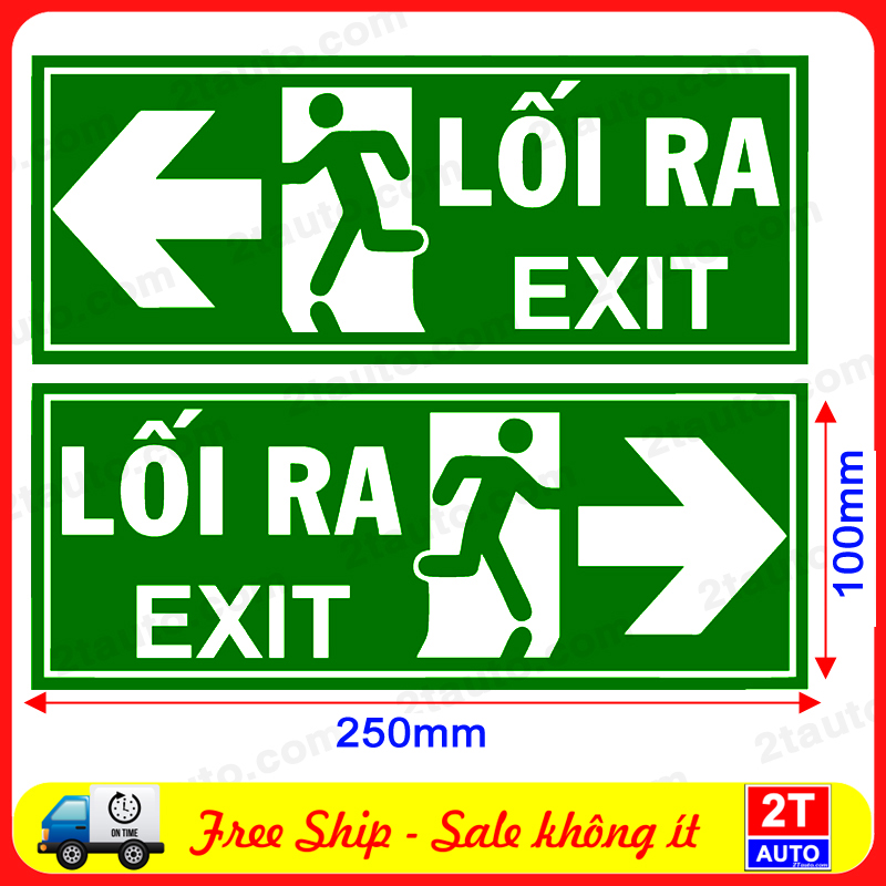 LOGO TEM STICKER CHỈ DẪN LỐI THOÁT HIỂM EXIT LỐI RA, CHỈ DẪN LỐI RA