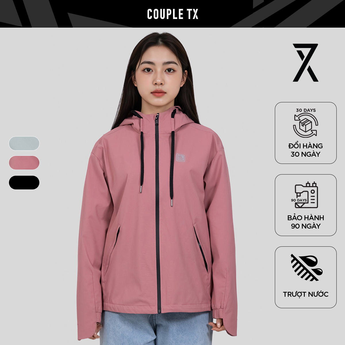  Áo Khoác Dù Nữ Trượt Nước Couple TX Signal Logo WOP 2087 