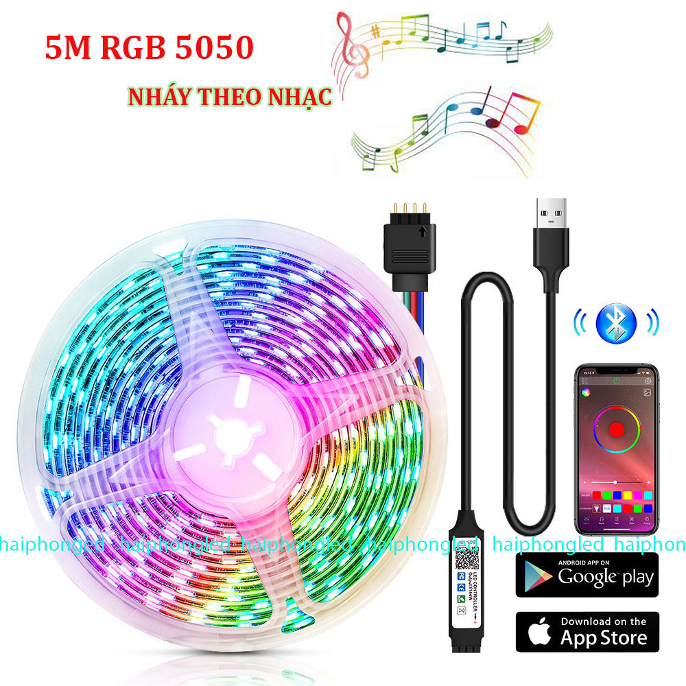 Đèn led RGB 5m 16 triệu màu điều chỉnh qua app điện thoại Đèn led RGB bọc silicon chống nước Đèn led tiktok bọc silicon chống nước