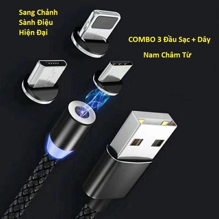 Dây cáp sạc điện thoại đa năng 2.1a có nam châm có đèn led cho iphone ip samsung oppo giá rẻ hàng tốt