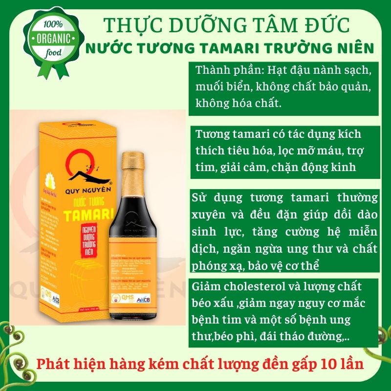 Nước tương tamari Quy Nguyên thầy Tuệ Hải chai 250ml - chùa Long Hương