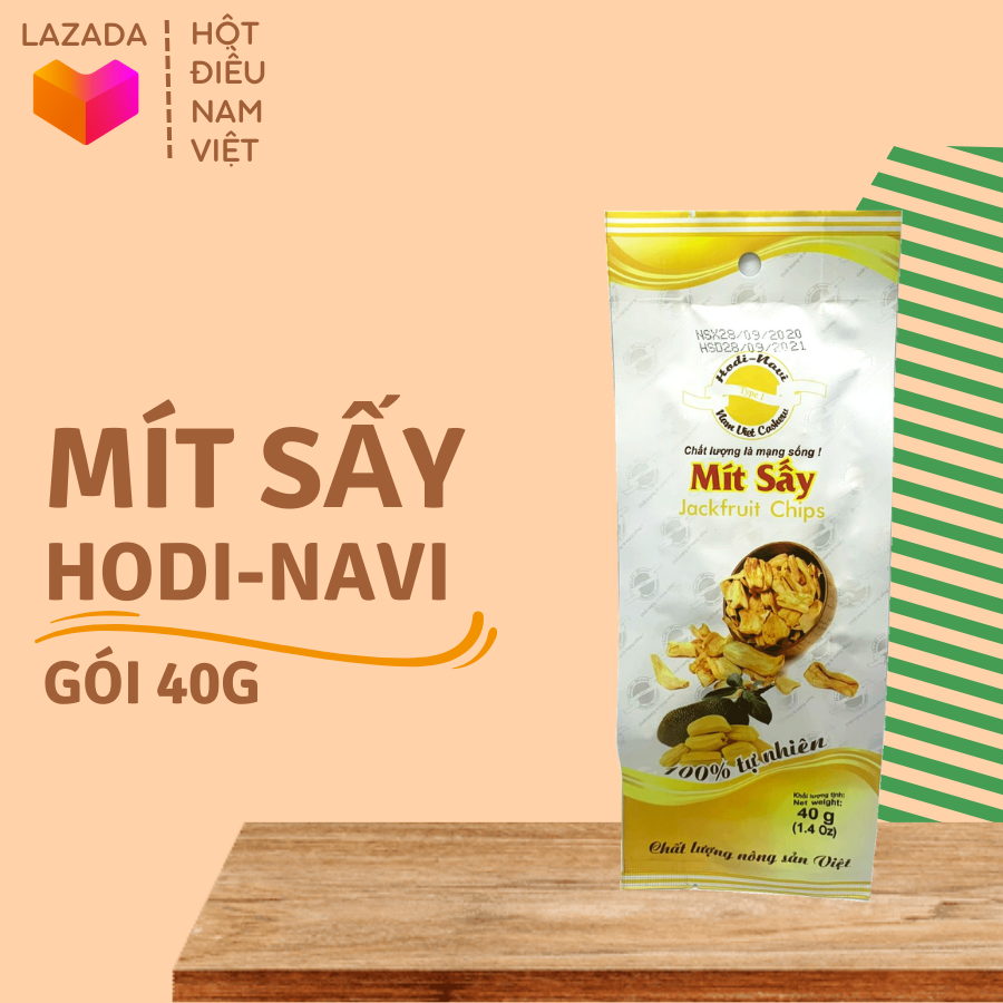 Mít sấy Hodi-Navi gói 40gr, mít nguyên miếng, giòn thơm, 100% mít nguyên chất