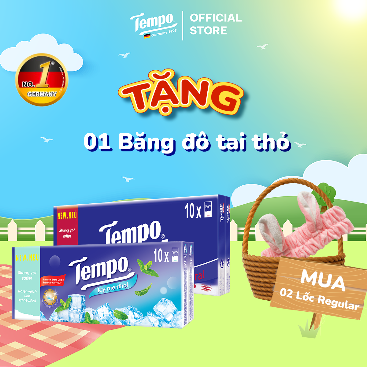 Khăn giấy bỏ túi tempo regular 10 gói bền dai thương hiệu đức