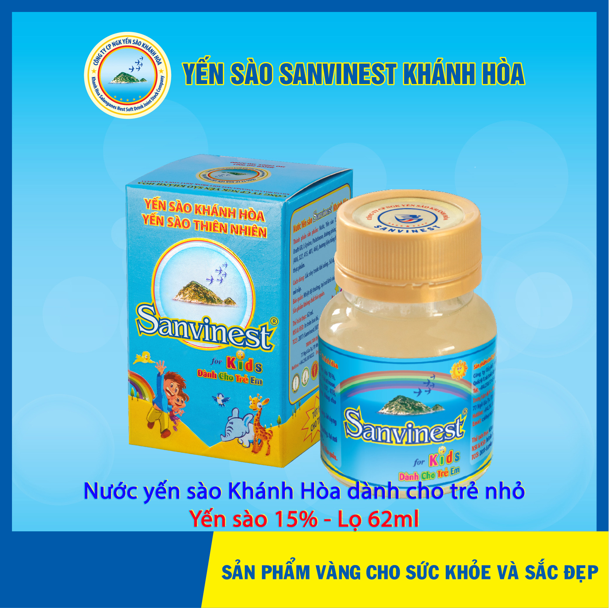Combo 20-30 lọ nước yến sào sanvinest khánh hòa trẻ em lọ 62ml yến sào 15%.