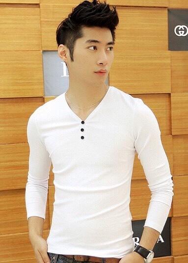 Áo thun tay dài cổ tim phối nút, phong cách Hàn Quốc siêu hot ( nhiều màu )