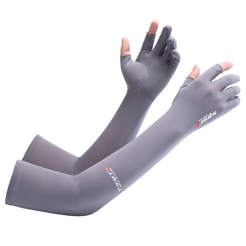 Găng tay chống nắng SPORT cho nam và nữ bao tay đi nắng nữ xỏ ngón có vân chống trượt chống tia UV  chất lụa băng mát lạnh - 8