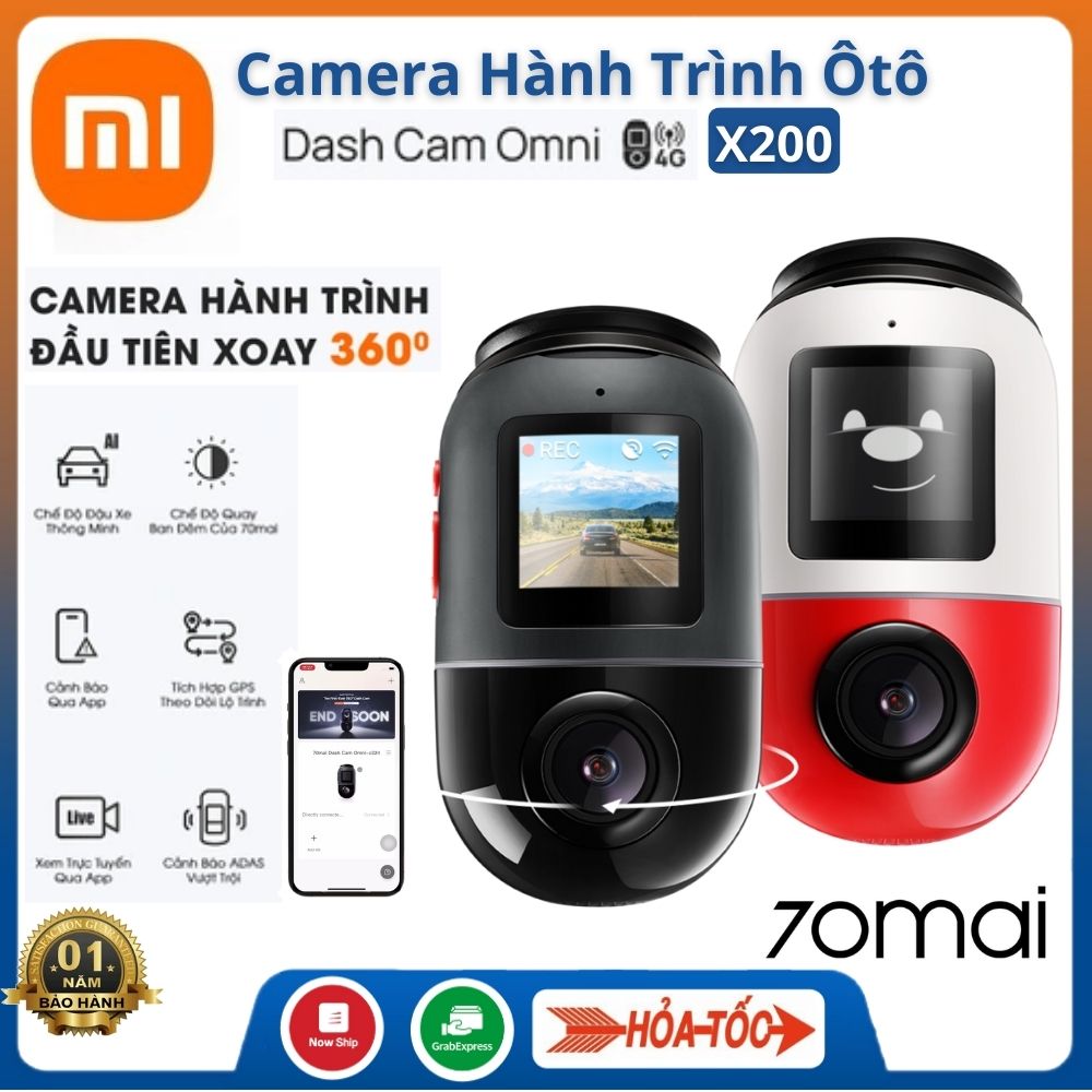 Camera hành trình Xiaomi 70mai Omni X200 Xoay 360 Ghi hình Ful HD 1080P Giám sát bãi đậu xe từ xa 24h bảo hành 12 tháng