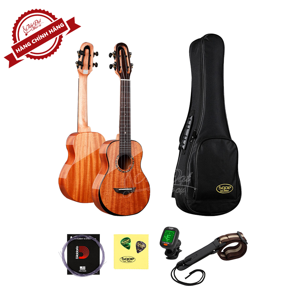 Đàn ukulele concert sqoe sq-2410c, sq-2420c, sq-2430c gỗ mahogany, koa nguyên tấm - full phụ kiện từ hãng