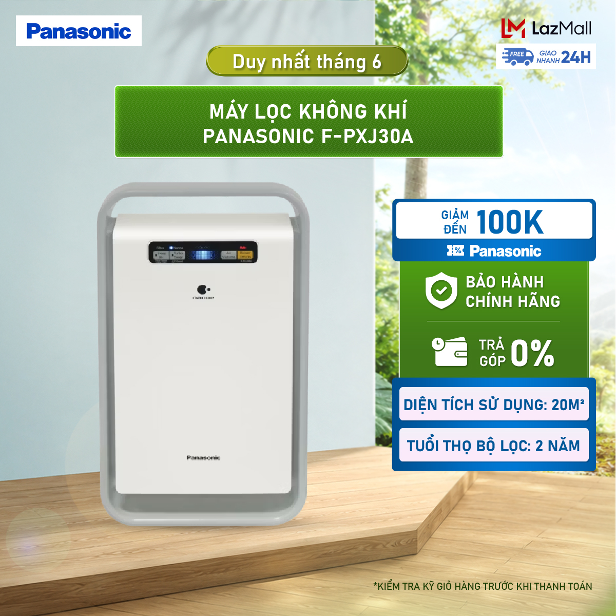 Máy lọc không khí Panasonic F-PXJ30A nanoe™ - Bộ lọc khử mùi Super nano - Hàng chính hãng