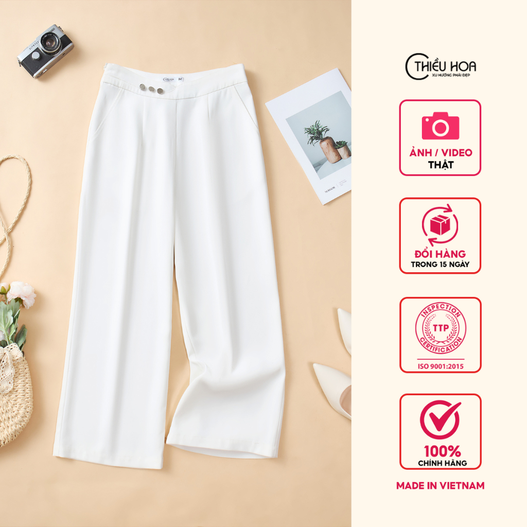 Quần thiết kế sang trọng thời trang chất liệu Kaki Lụa thương hiệu Thiều Hoa QD5X0406