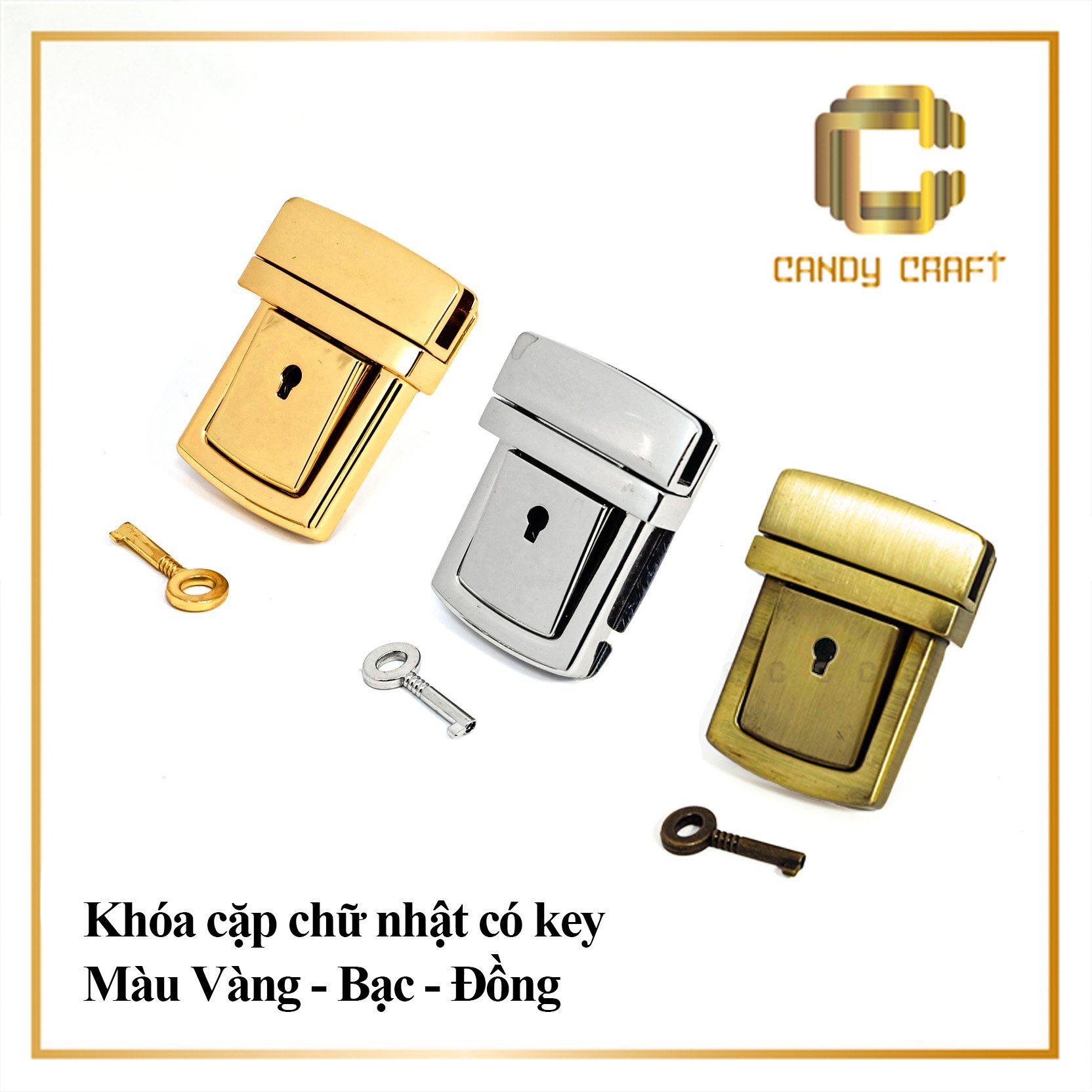 Khóa sập chữ nhật 4.2cm - phụ kiện làm túi xách Candy Craft