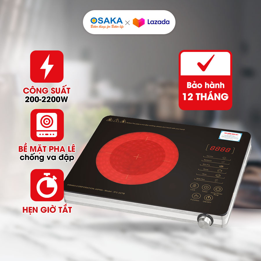 Bếp điện âm đơn osaka ifc22tb – mâm nhiệt ego hi-light – cảm ứng vuốt đa điểm