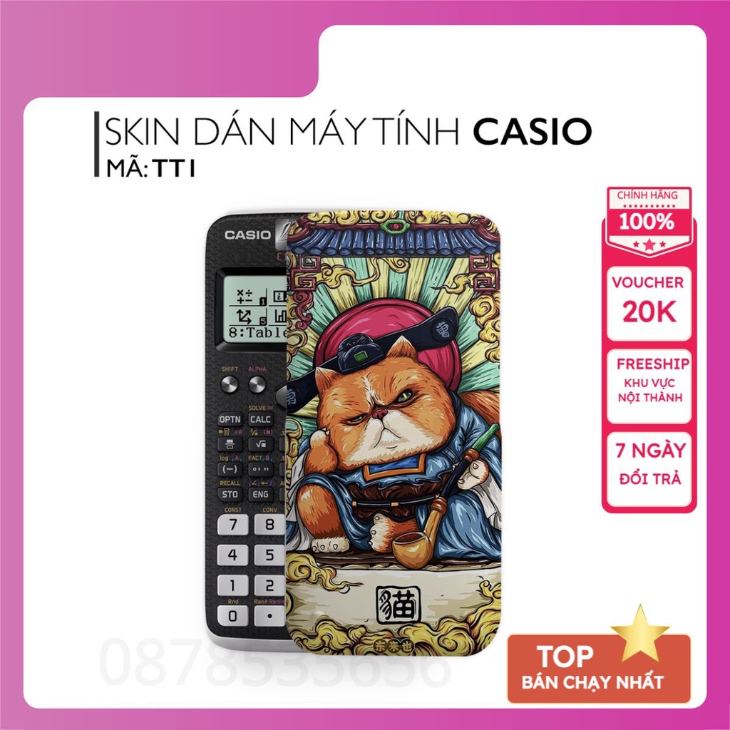 Miếng dán máy tính cầm tay casio in hình thần tài bộ 1 ttb1