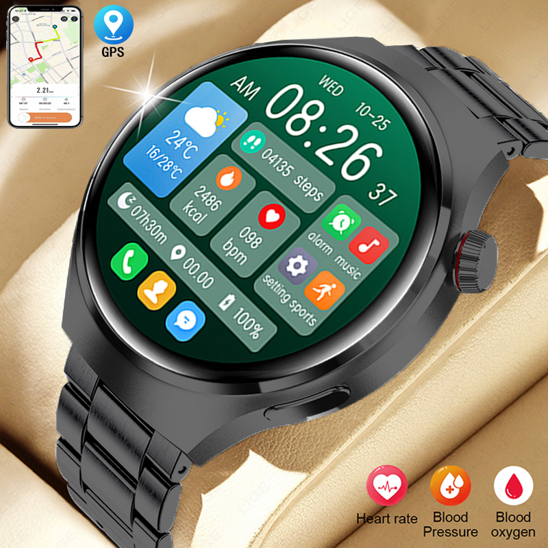 Lige 2023 original smart watch men GPS NFC Bluetooth call heart rate blood Street temperature and other multifunction smart bracelet