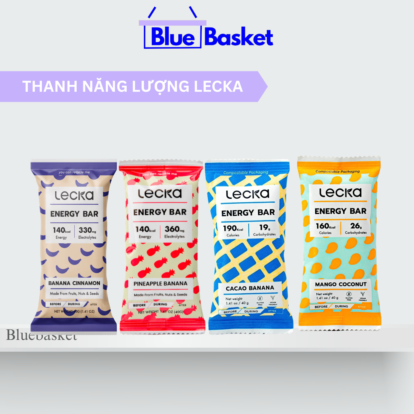 Combo 4 Thanh Năng Lượng LECKA 40G Bổ Sung Dinh Dưỡng và Năng Lượng Nhanh Dùng Trong Thể ThaoVị Trái Cây Đa Dạng