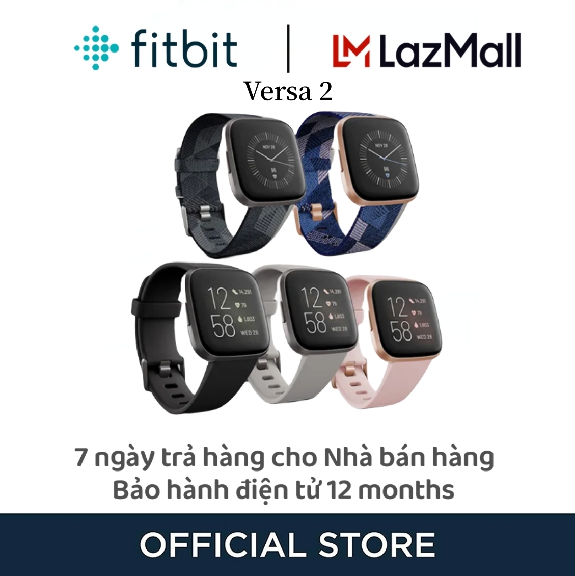 【48 giờ vận chuyển 100% Chính hãng Hàng chính hãng 100% Fitbit Versa 2 Health Fitness Smartwatch Nhịp tim Âm nhạc Tích hợp Alexa Theo dõi giấc ngủ và bơi 7 ngày miễn phí trả hàng