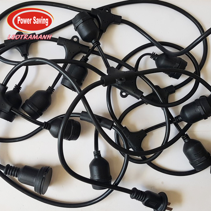 Bộ Dây đuôi E27 treo thả 10met 15 đuôi kín nước ngoài trời