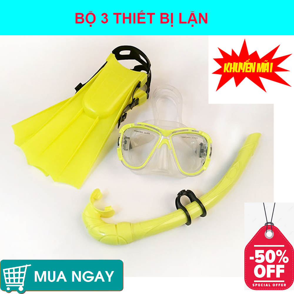 Thiết Bị Bơi, Thiết Bị Lặn Người Lớn, Bộ 3 Dụng Cụ Lặn Cho Người Lớn. [HÀNG XỊN] Là bộ dụng cụ thiết yếu trong bơi lặn, bộ dụng cụ gồm có: Chân vịt, Ống thở sambo và Mặt nạ kính. GIẢM NGAY (-50%)