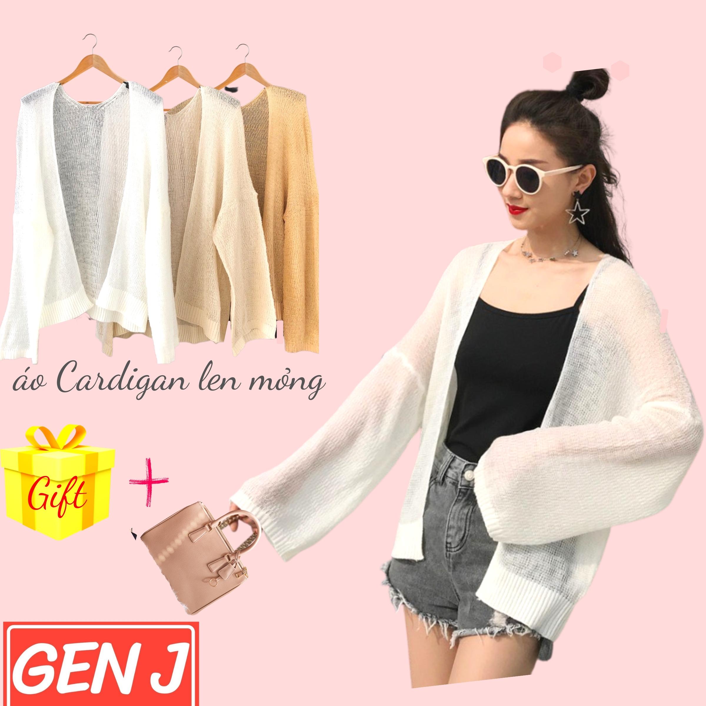 Áo Cardigan len mỏng phong cách Hàn Quốc, áo khoác đi biển nữ- GEN J
