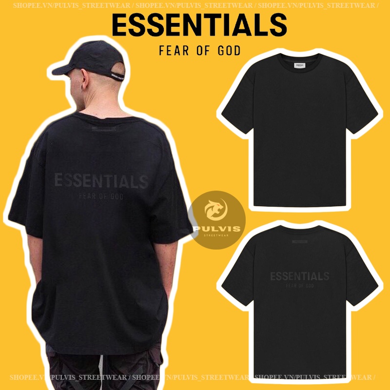 ️[CHỈ 1 NGÀY] - Áo Tee FEAR OF GOD ESSENTIALS T-shirt 3D silicon SS21 (Black), áo thun FOG ESSENTIALS, tee FOG