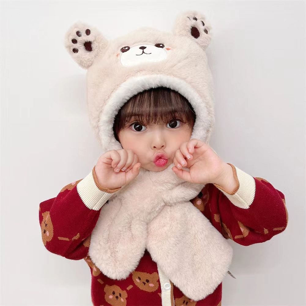 Nón goi đầu cho bé mũ len cho bé mũ len bé mũ nồi cho bé Đàn hồi Ấm Mùa thu Mùa Đông Bé Món Quà Gấu Tai Sang trọng Cậu bé Cô Gái Cap Beanie Hat Khăn cho trẻ sơ sinh Bé Hat