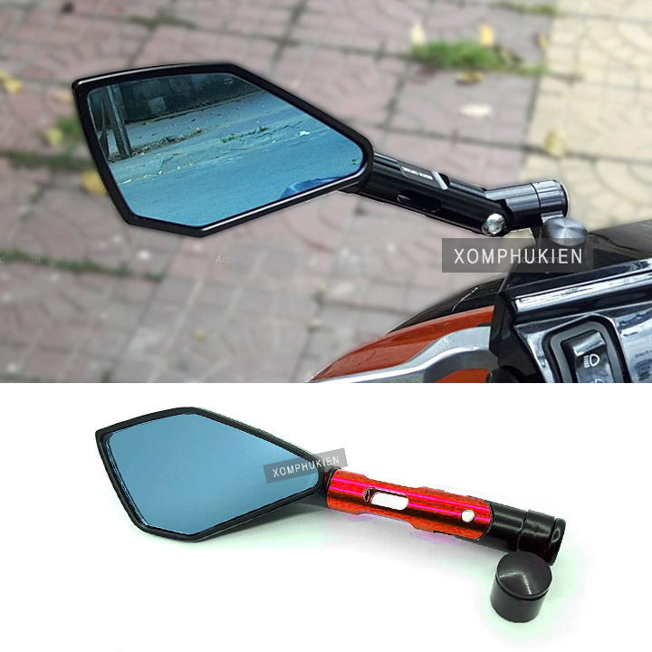 [HCM]Gương Chiếu Hậu 5 Cạnh Trang Trí Xe Máy [ 1 chiếc Trái  Đỏ ]