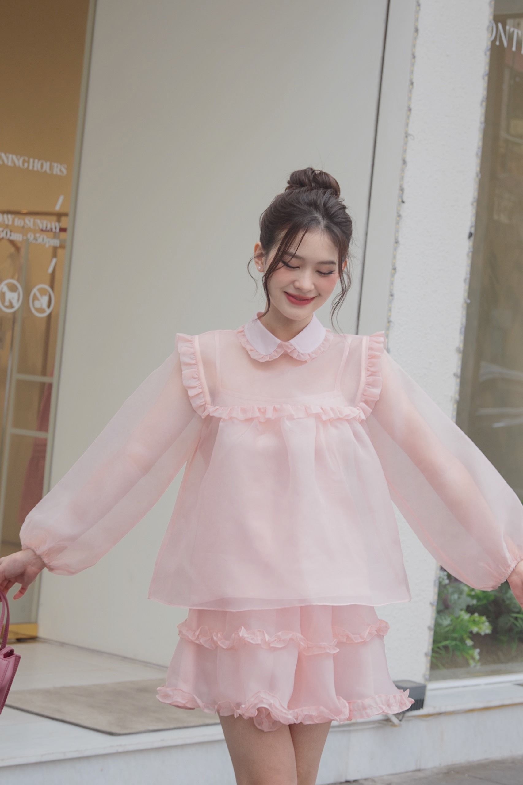 Somee studio Lia sets Sets áo baby doll và chân váy tơ organza
